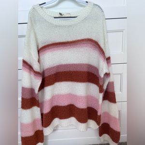 Roxy girls pink stripped lightweight sweater